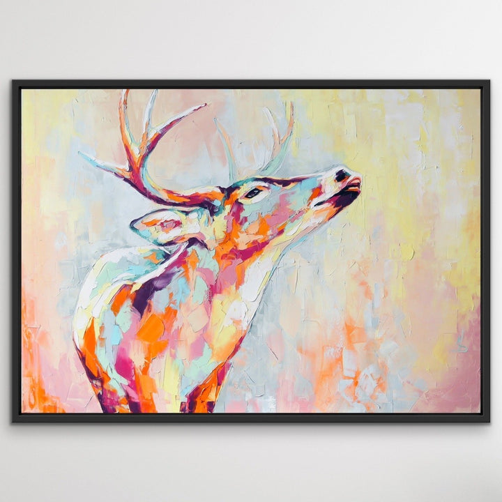 Deer - Colourful Deer Abstract Print On Canvas Or Paper - I Heart Wall Art