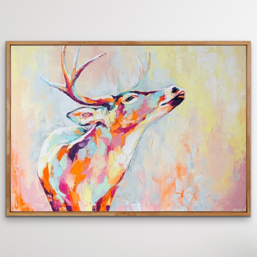 Deer - Colourful Deer Abstract Print On Canvas Or Paper - I Heart Wall Art