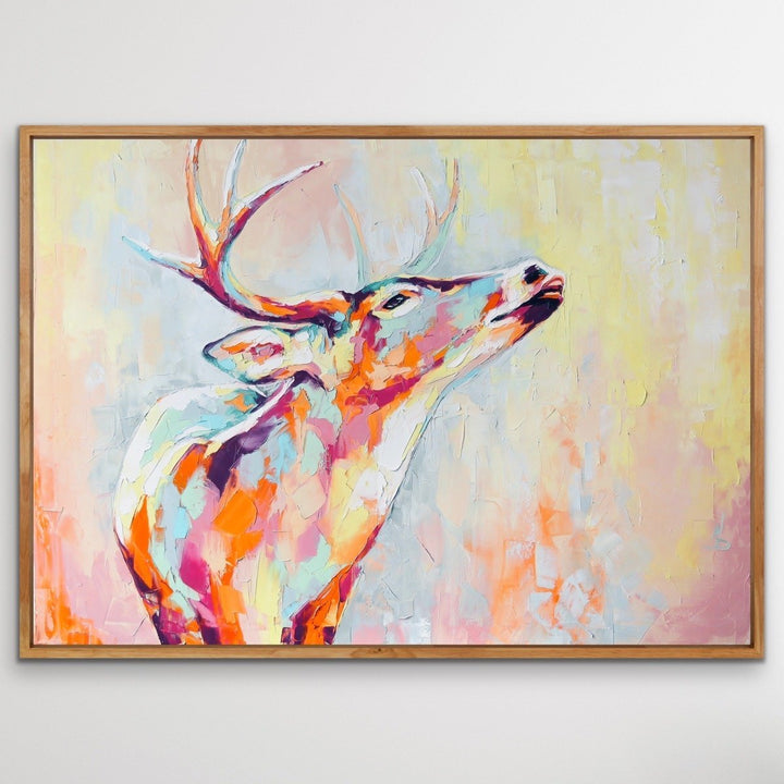 Deer - Colourful Deer Abstract Print On Canvas Or Paper - I Heart Wall Art