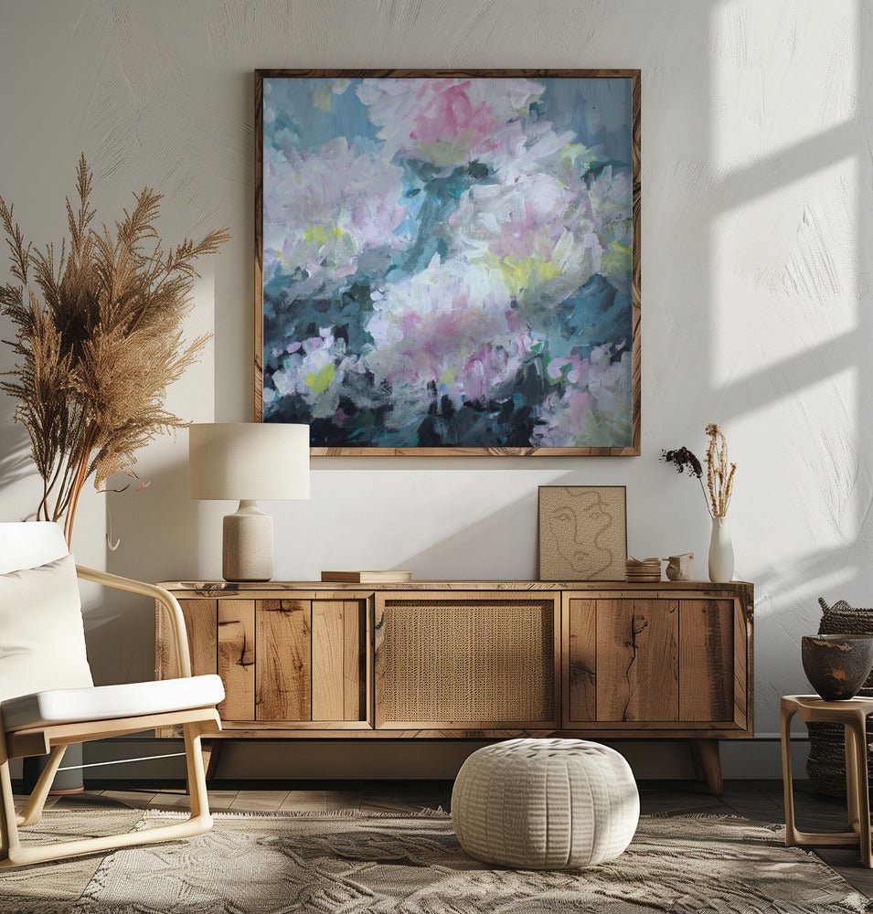 Delicate Pink and White Blossoms - Square Stretched Canvas, Poster or Fine Art Print - I Heart Wall Art - Poster Print, Canvas Print or Framed Art Print