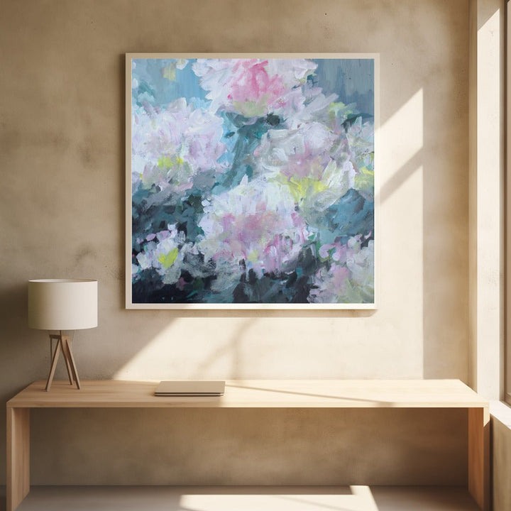 Delicate Pink and White Blossoms - Square Stretched Canvas, Poster or Fine Art Print - I Heart Wall Art - Poster Print, Canvas Print or Framed Art Print