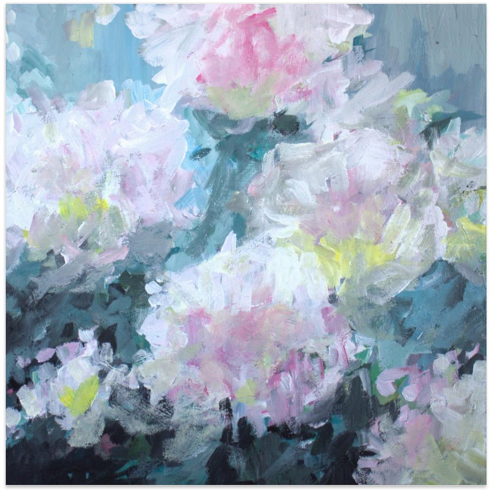 Delicate Pink and White Blossoms - Square Stretched Canvas, Poster or Fine Art Print - I Heart Wall Art - Poster Print, Canvas Print or Framed Art Print