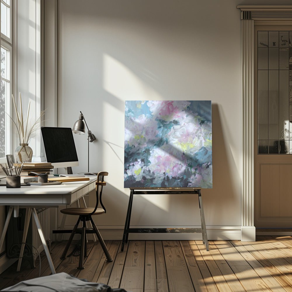 Delicate Pink and White Blossoms - Square Stretched Canvas, Poster or Fine Art Print - I Heart Wall Art - Poster Print, Canvas Print or Framed Art Print