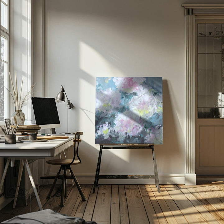Delicate Pink and White Blossoms - Square Stretched Canvas, Poster or Fine Art Print - I Heart Wall Art - Poster Print, Canvas Print or Framed Art Print