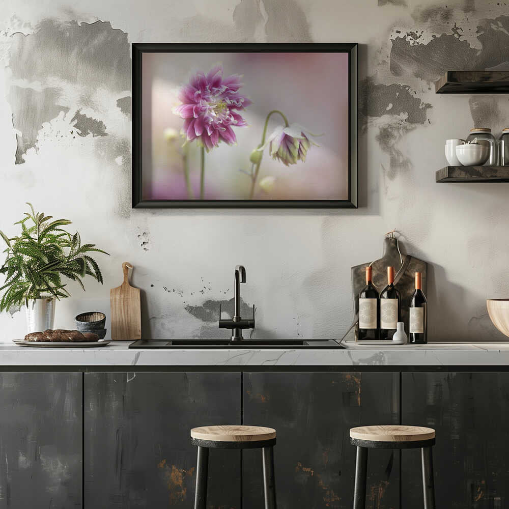Delicate Pink Blooms - Floral Photographic Stretched Canvas Poster or Fine Art Print