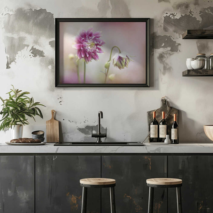 Delicate Pink Blooms - Floral Photographic Stretched Canvas Poster or Fine Art Print