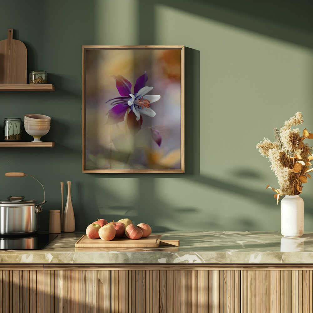Delicate Purple Bloom - Floral Photographic Stretched Canvas Poster or Fine Art Print
