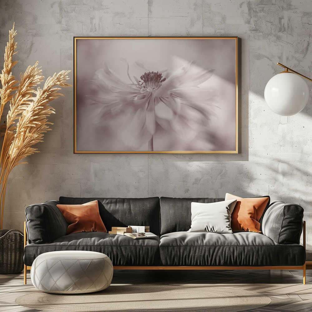 Delicate Sepia Flower - Floral Photographic Stretched Canvas Poster or Fine Art Print