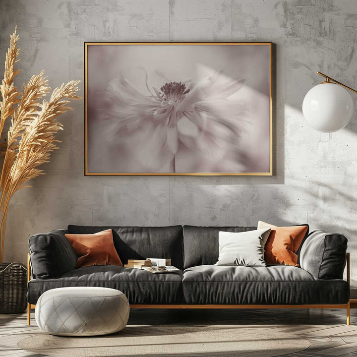 Delicate Sepia Flower - Floral Photographic Stretched Canvas Poster or Fine Art Print