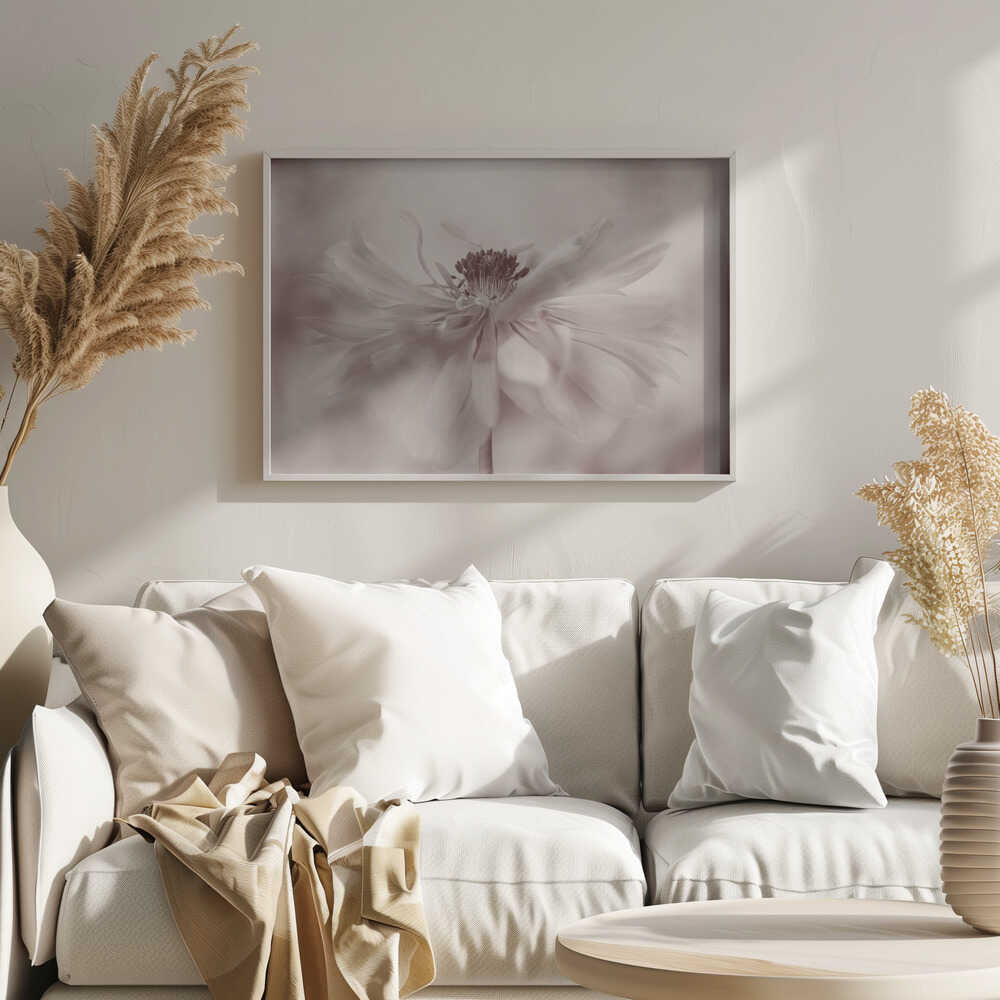 Delicate Sepia Flower - Floral Photographic Stretched Canvas Poster or Fine Art Print