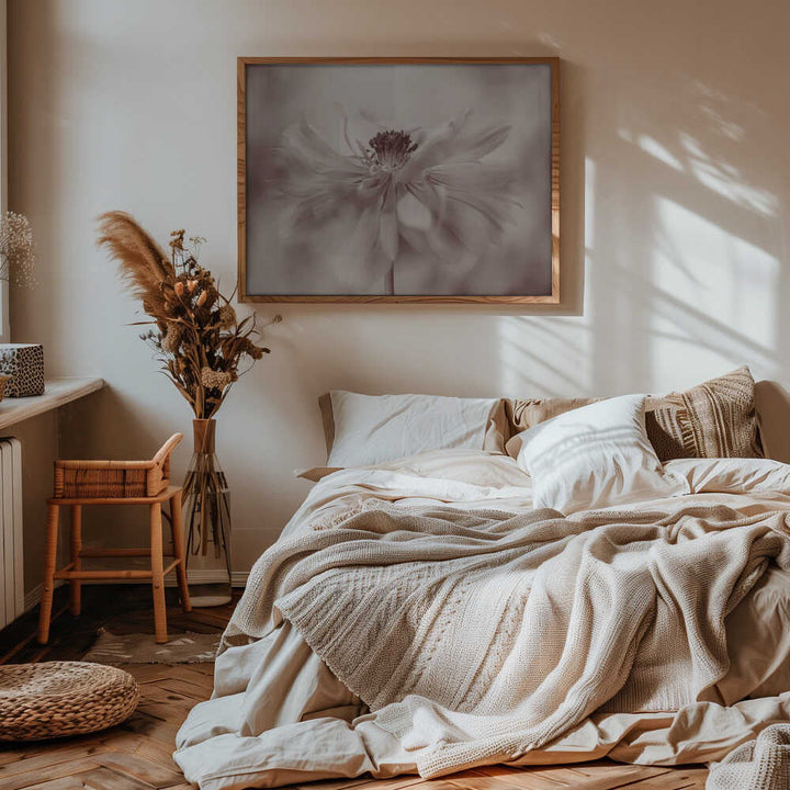Delicate Sepia Flower - Floral Photographic Stretched Canvas Poster or Fine Art Print