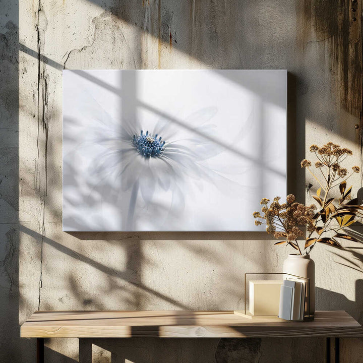 Delicate White Bloom - Stretched Canvas Poster or Fine Art Print