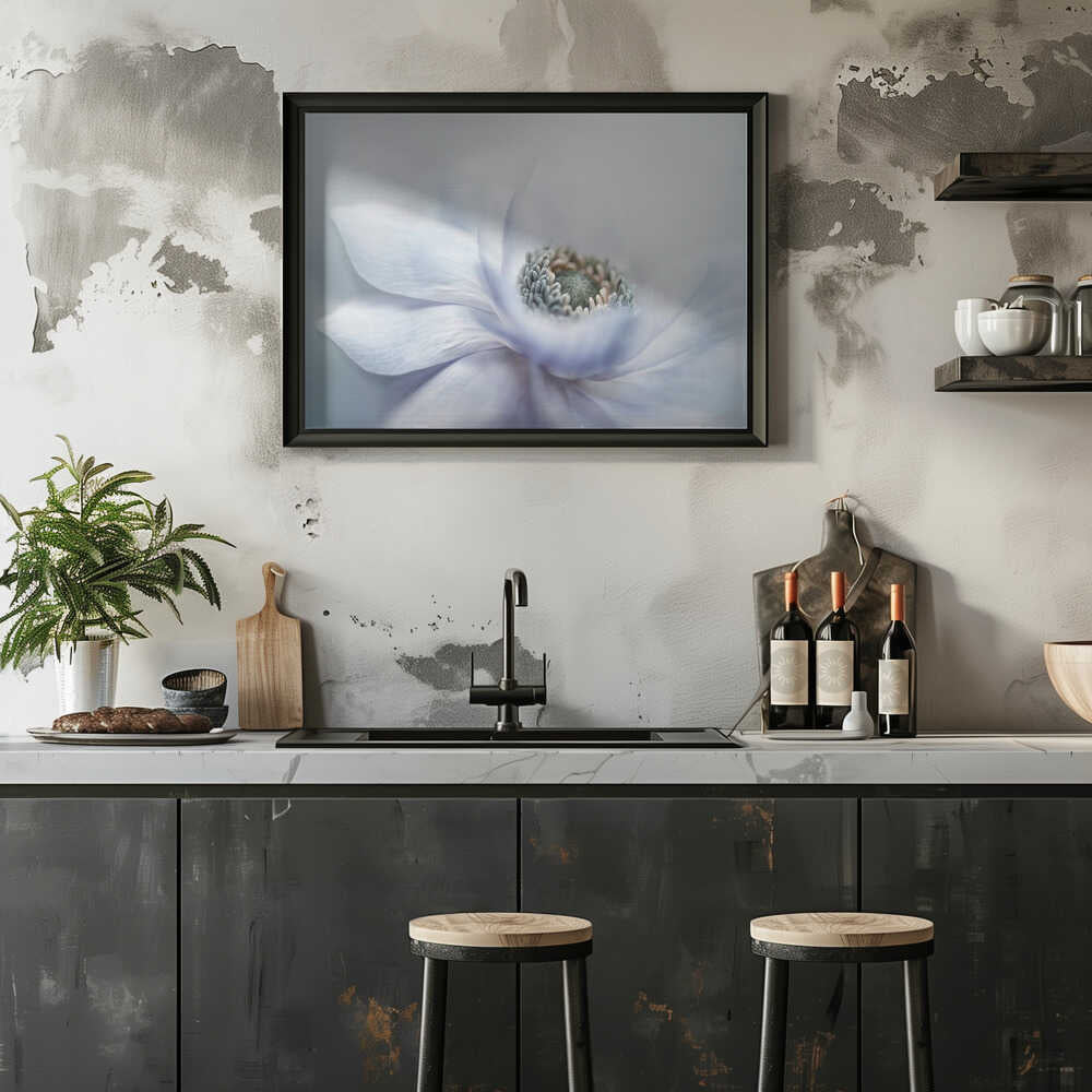Delicate White Bloom - Floral Photographic Stretched Canvas Poster or Fine Art Print