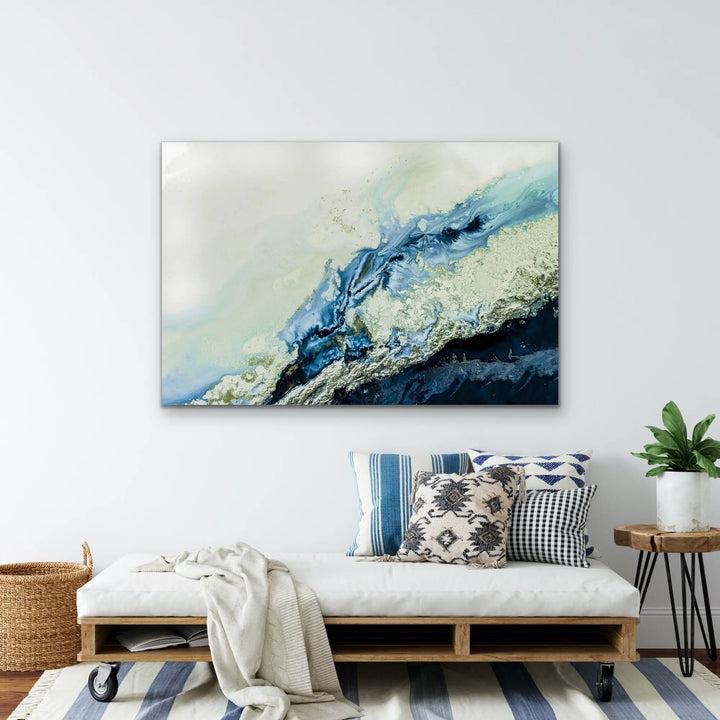 Deliverance - Blue Aerial Coastal Artwork by Petra Meikle de Vlas I Heart Wall Art Australia