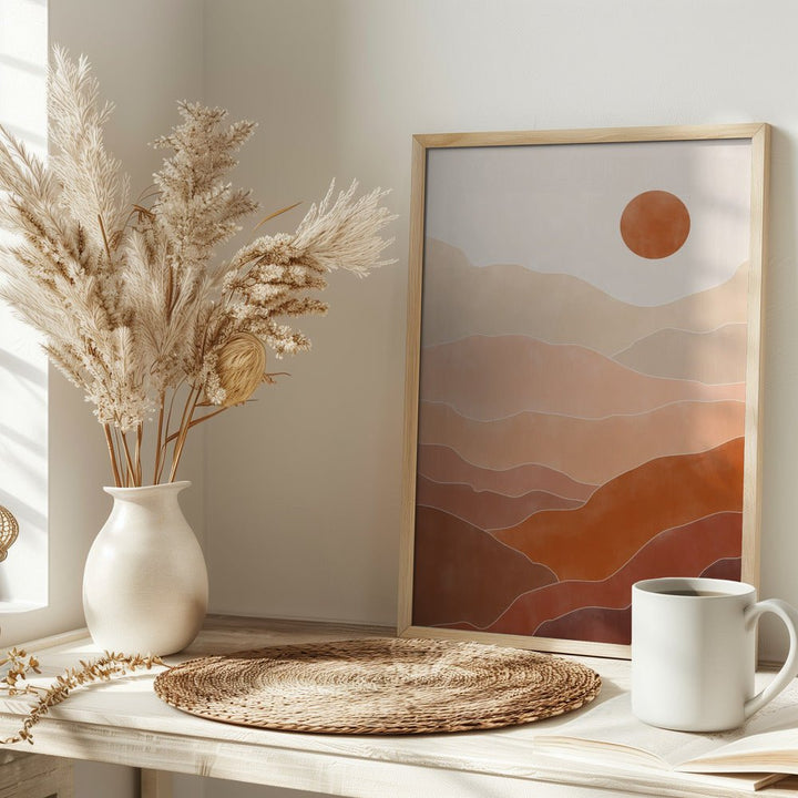 Desert Sun Rise - Stretched Canvas, Poster or Fine Art Print - I Heart Wall Art - Poster Print, Canvas Print or Framed Art Print