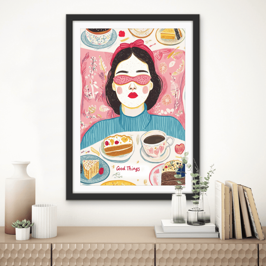 Dessert Dreams - Colourful Illustration Stretched Canvas or Wall Art Print - I Heart Wall Art - Poster Print, Canvas Print or Framed Art Print