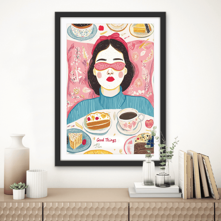 Dessert Dreams - Colourful Illustration Stretched Canvas or Wall Art Print - I Heart Wall Art - Poster Print, Canvas Print or Framed Art Print