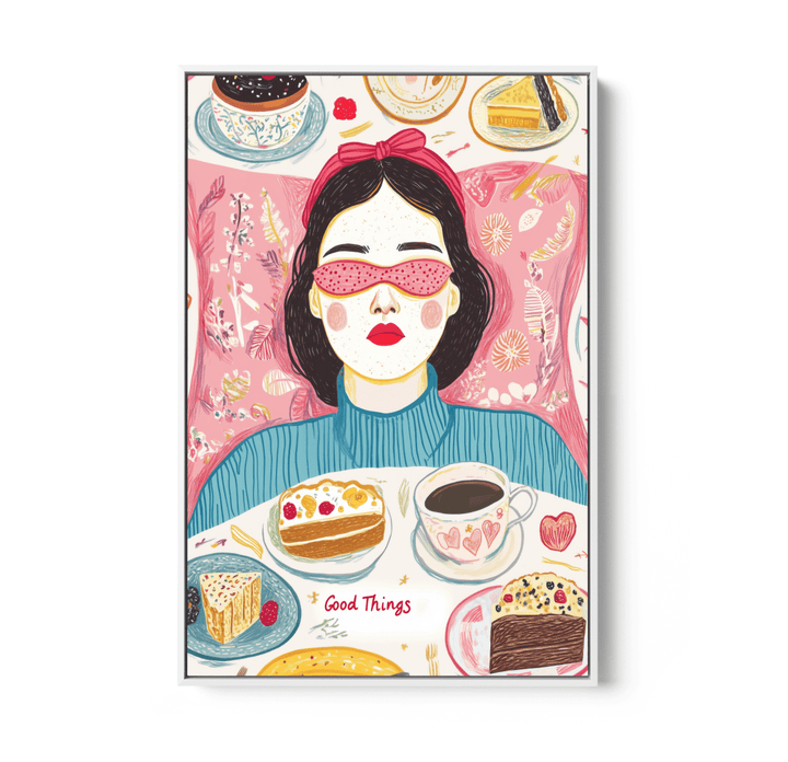 Dessert Dreams - Colourful Illustration Stretched Canvas or Wall Art Print - I Heart Wall Art - Poster Print, Canvas Print or Framed Art Print