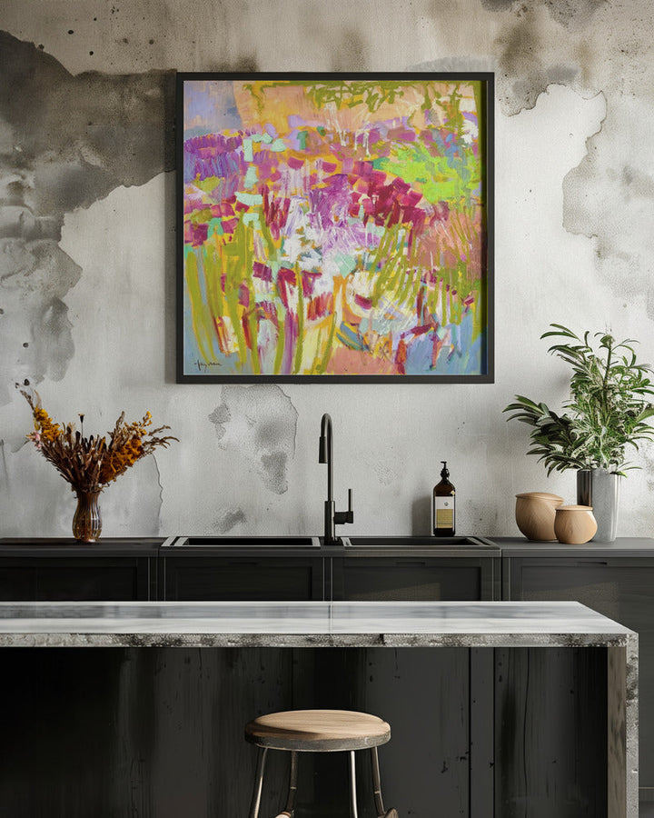 Df008singing - Square Stretched Canvas, Poster or Fine Art Print I Heart Wall Art