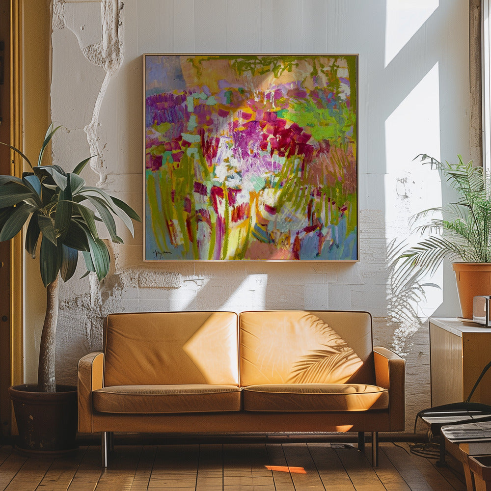Df008singing - Square Stretched Canvas, Poster or Fine Art Print I Heart Wall Art
