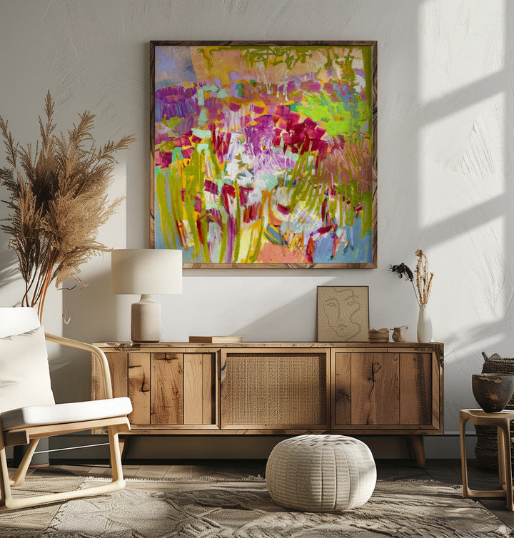 Df008singing - Square Stretched Canvas, Poster or Fine Art Print I Heart Wall Art