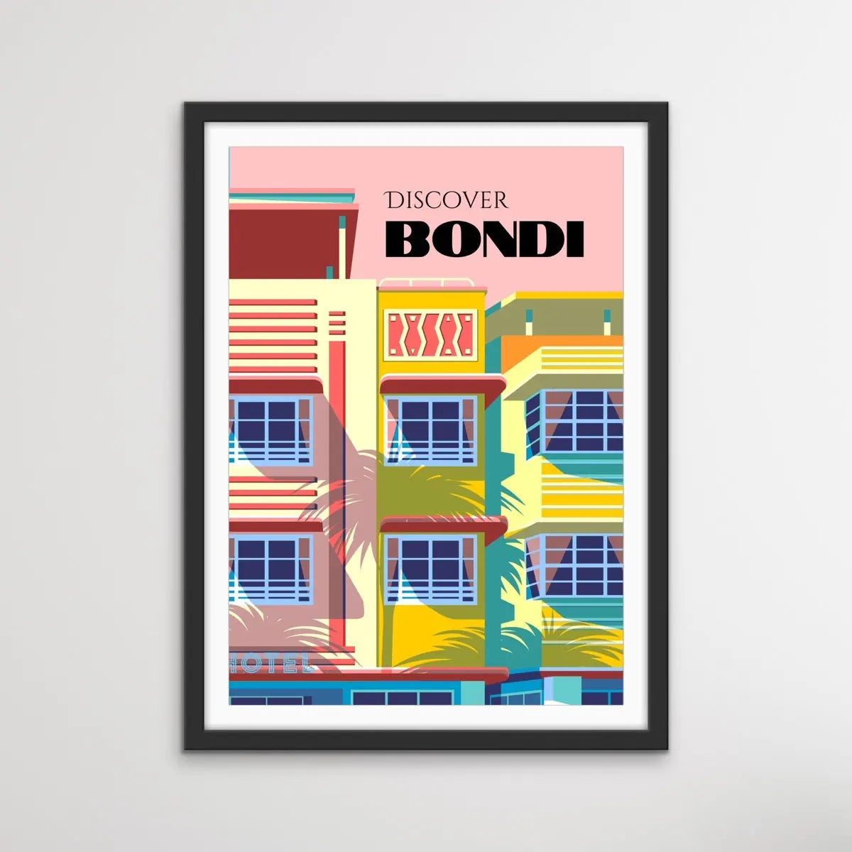 Discover Bondi - Vintage-Style Bondi Beach Sydney Travel Print on Paper Or Canvas I Heart Wall Art Australia 