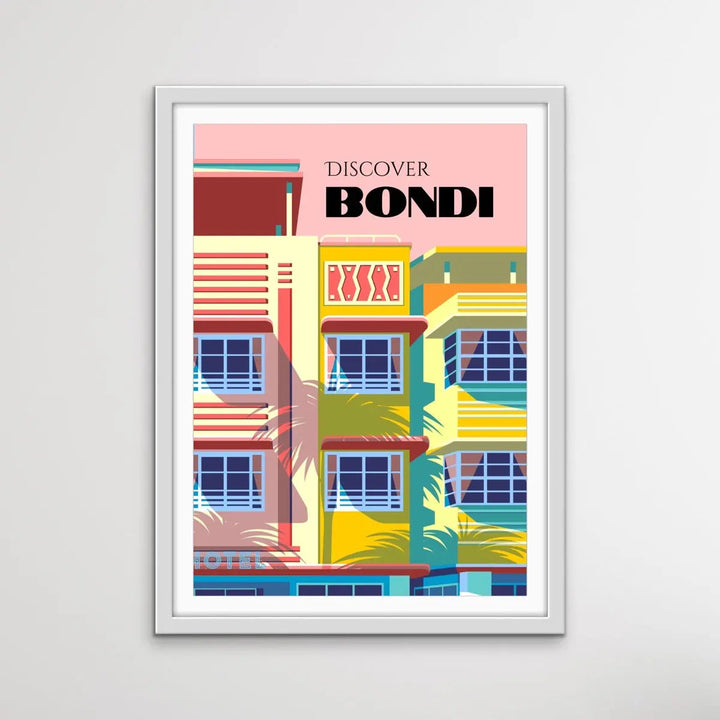 Discover Bondi - Vintage-Style Bondi Beach Sydney Travel Print on Paper Or Canvas I Heart Wall Art Australia 