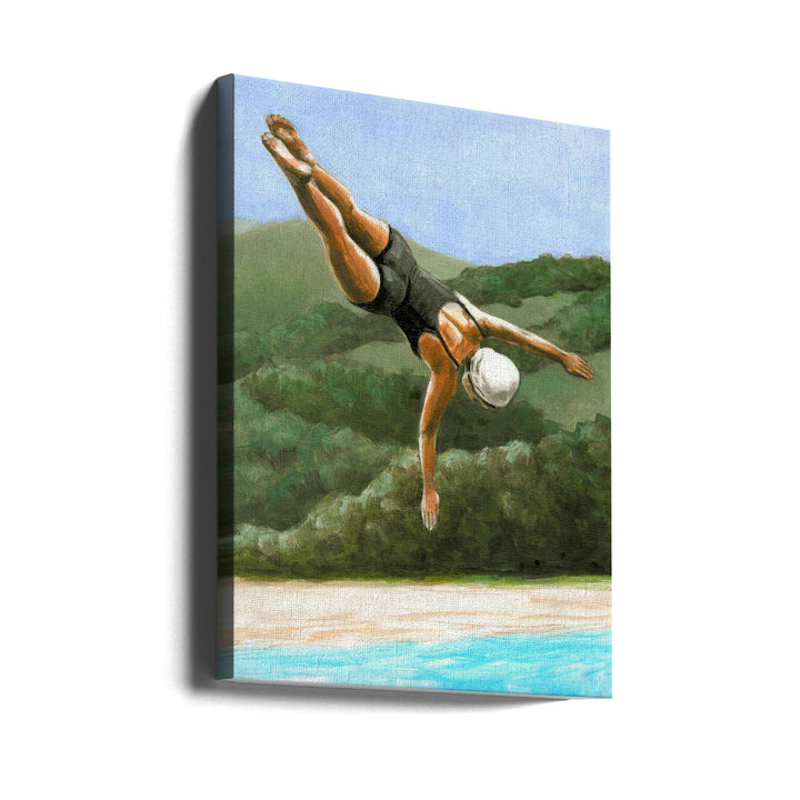 Diver Above River - Stretched Canvas, Poster or Fine Art Print I Heart Wall Art