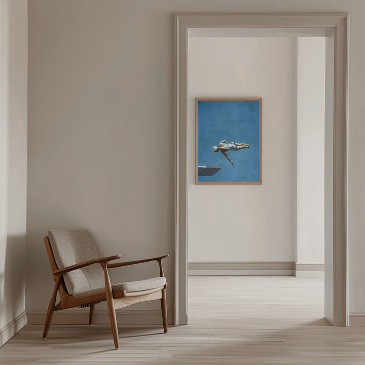 Diver In Dark Sky - Stretched Canvas, Poster or Fine Art Print I Heart Wall Art