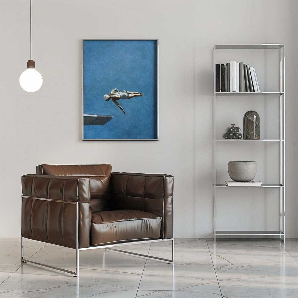 Diver In Dark Sky - Stretched Canvas, Poster or Fine Art Print I Heart Wall Art