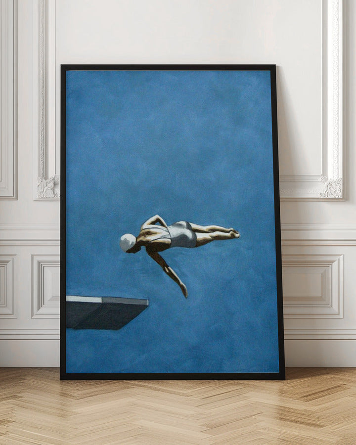 Diver In Dark Sky - Stretched Canvas, Poster or Fine Art Print I Heart Wall Art