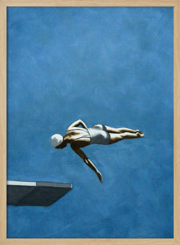 Diver In Dark Sky - Stretched Canvas, Poster or Fine Art Print I Heart Wall Art