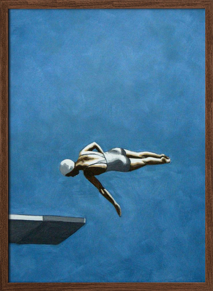 Diver In Dark Sky - Stretched Canvas, Poster or Fine Art Print I Heart Wall Art