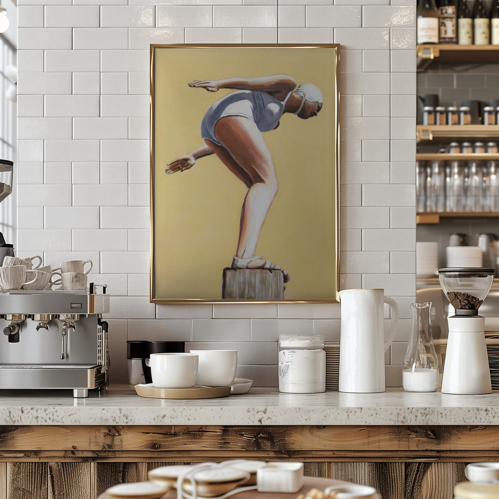 Diver On Post - Stretched Canvas, Poster or Fine Art Print I Heart Wall Art
