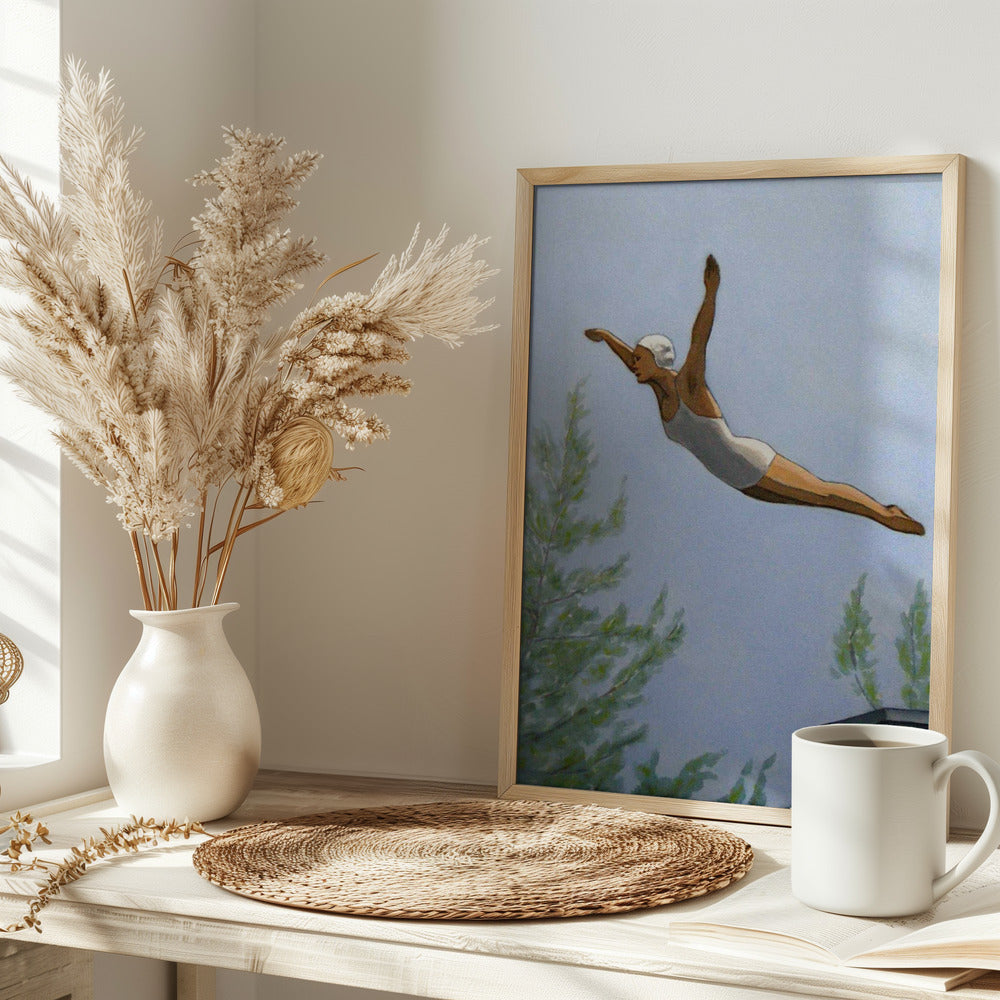 Diver With Trees - Stretched Canvas, Poster or Fine Art Print I Heart Wall Art
