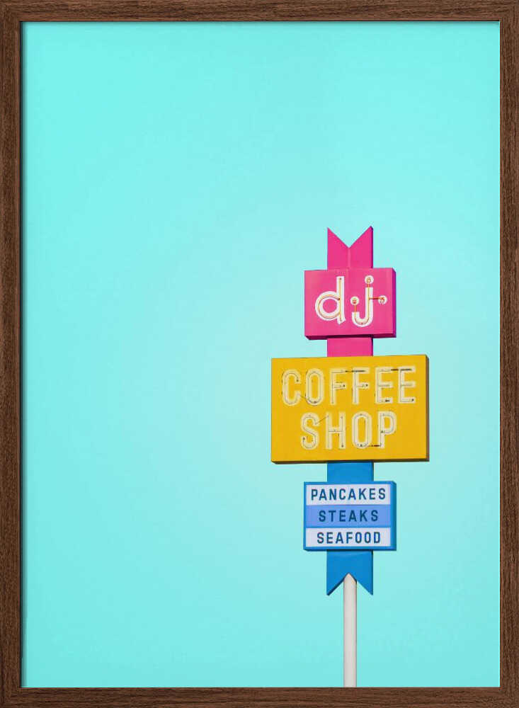 DJ Coffeeshop Sign - Stretched Canvas, Poster or Fine Art Print - I Heart Wall Art - Poster Print, Canvas Print or Framed Art Print