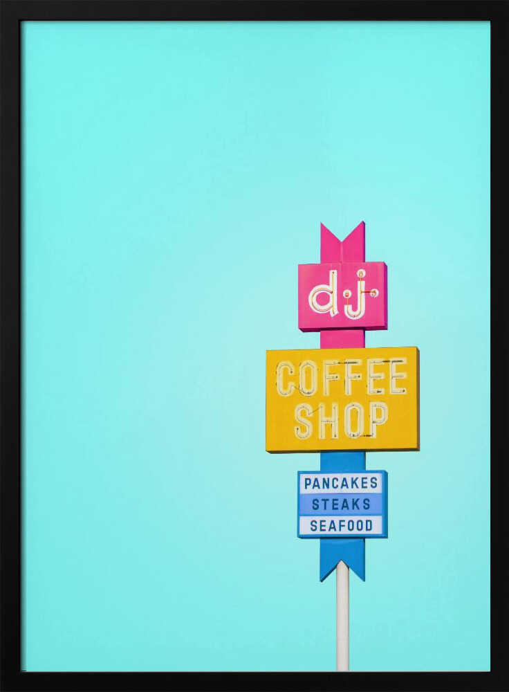 DJ Coffeeshop Sign - Stretched Canvas, Poster or Fine Art Print - I Heart Wall Art - Poster Print, Canvas Print or Framed Art Print