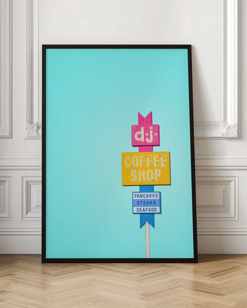 DJ Coffeeshop Sign - Stretched Canvas, Poster or Fine Art Print - I Heart Wall Art - Poster Print, Canvas Print or Framed Art Print