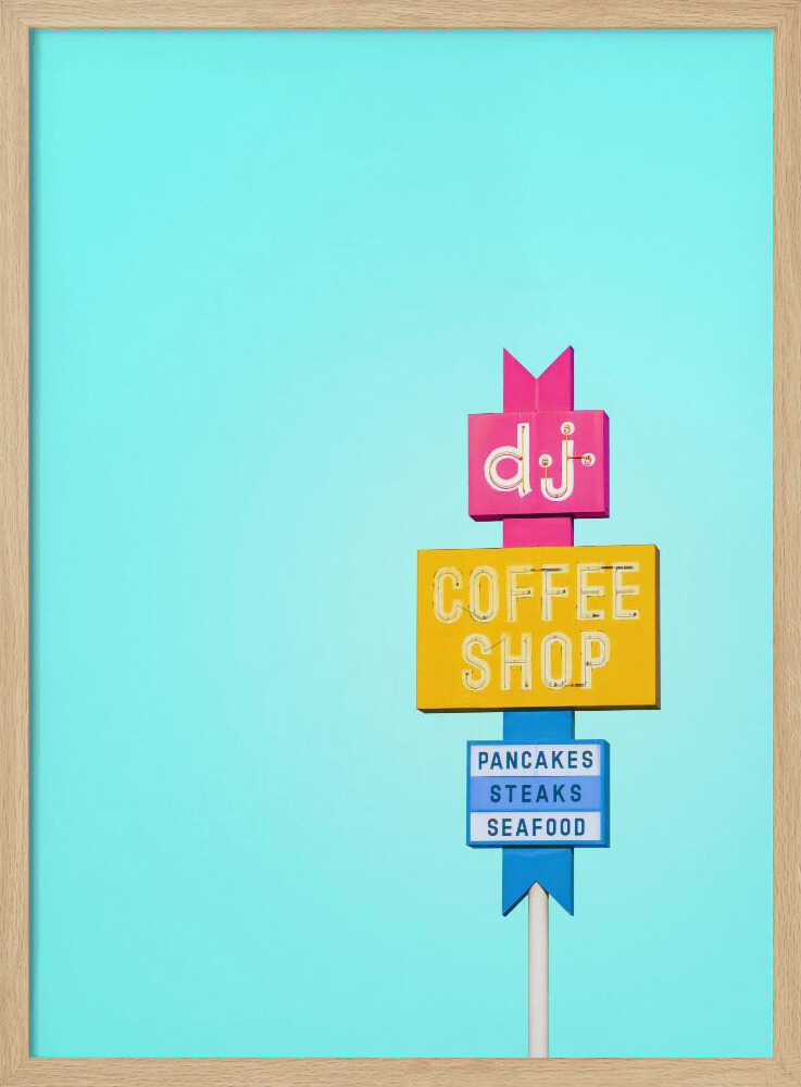 DJ Coffeeshop Sign - Stretched Canvas, Poster or Fine Art Print - I Heart Wall Art - Poster Print, Canvas Print or Framed Art Print