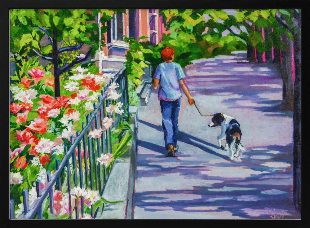 Dog Walker - Stretched Canvas, Poster or Fine Art Print I Heart Wall Art