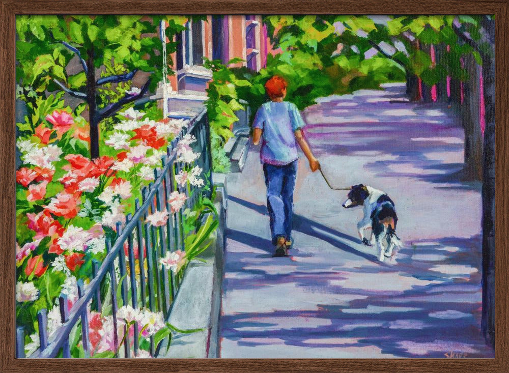 Dog Walker - Stretched Canvas, Poster or Fine Art Print I Heart Wall Art