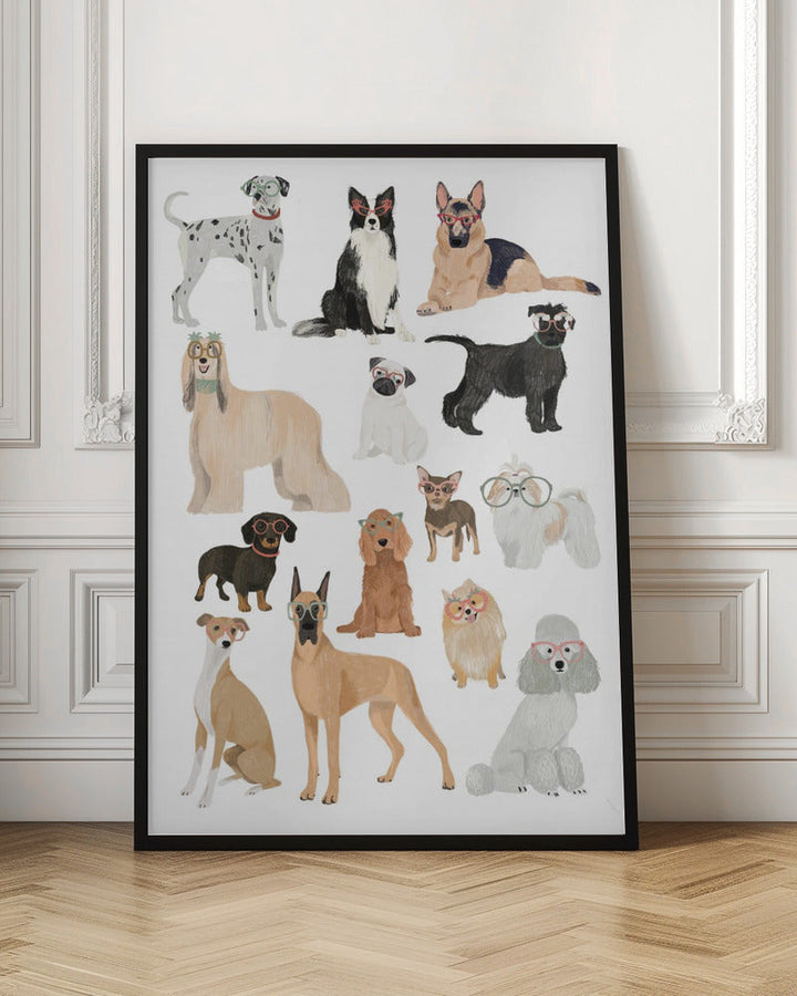 Dogs in glasses Print - Stretched Canvas, Poster or Fine Art Print I Heart Wall Art