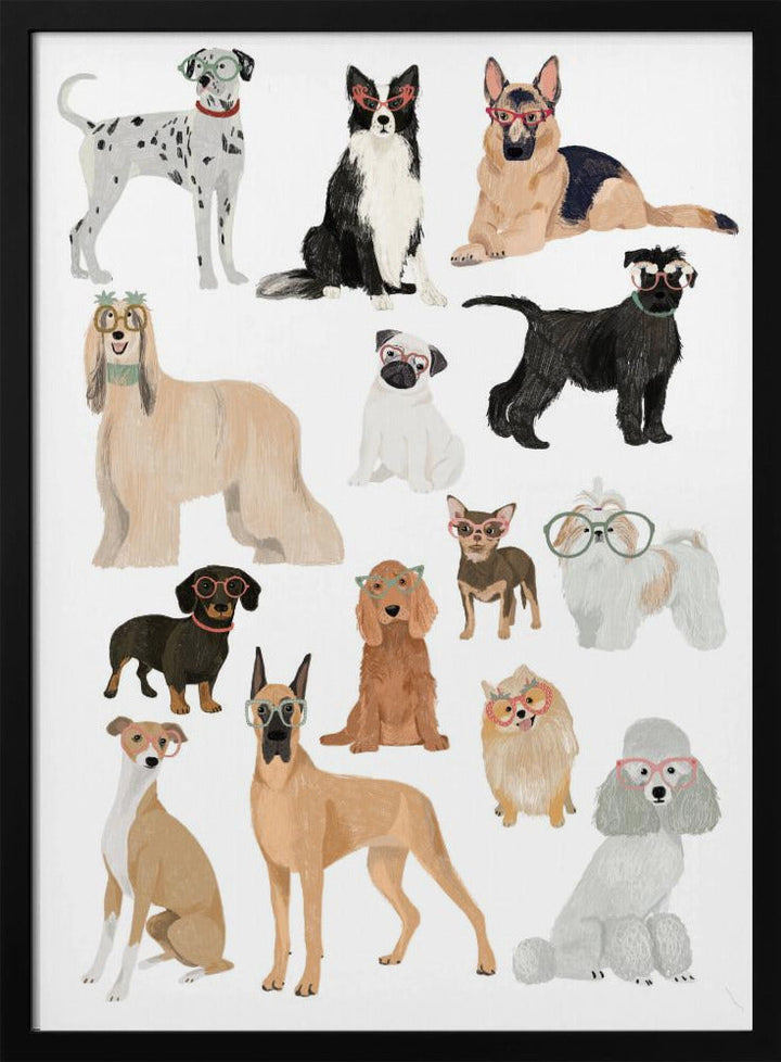 Dogs in glasses Print - Stretched Canvas, Poster or Fine Art Print I Heart Wall Art