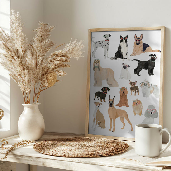 Dogs in glasses Print - Stretched Canvas, Poster or Fine Art Print I Heart Wall Art