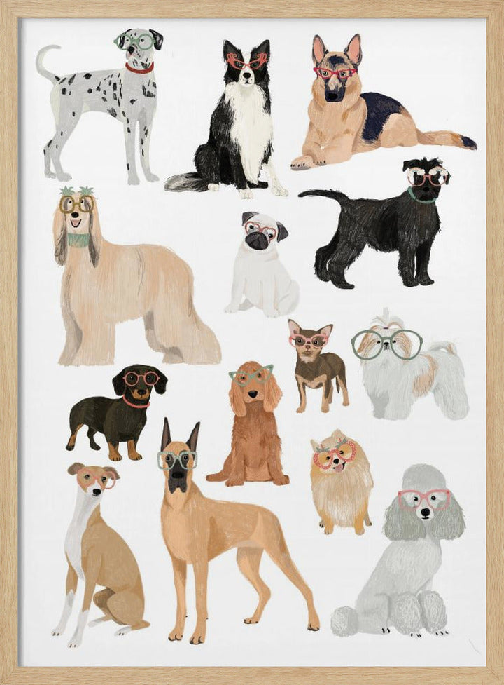 Dogs in glasses Print - Stretched Canvas, Poster or Fine Art Print I Heart Wall Art