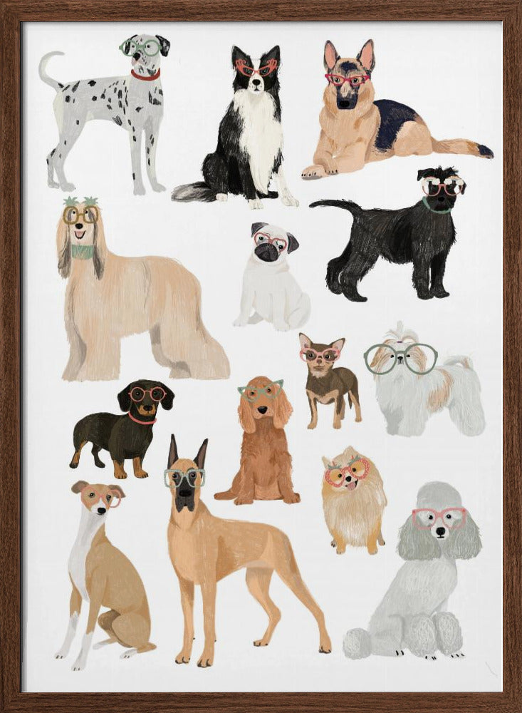 Dogs in glasses Print - Stretched Canvas, Poster or Fine Art Print I Heart Wall Art