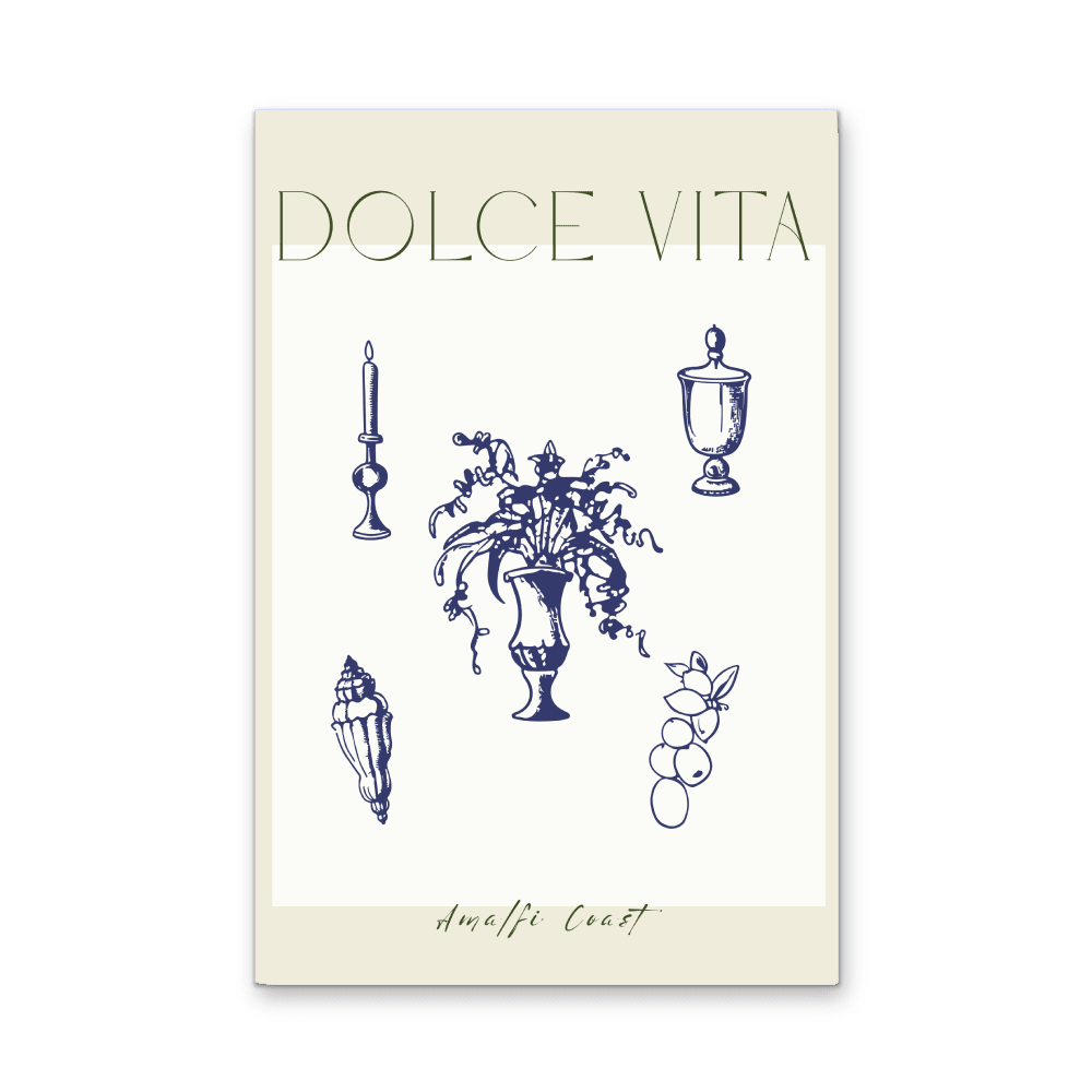 Dolce Vita Blue - Vintage Blue Coastal Quote, Stretched Canvas or Wall Art Print - I Heart Wall Art - Poster Print, Canvas Print or Framed Art Print