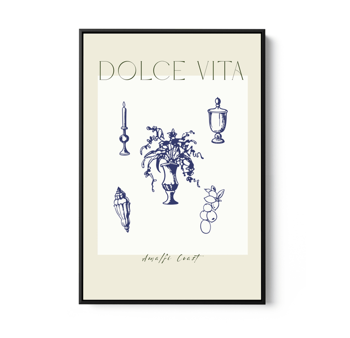 Dolce Vita Blue - Vintage Blue Coastal Quote, Stretched Canvas or Wall Art Print - I Heart Wall Art - Poster Print, Canvas Print or Framed Art Print