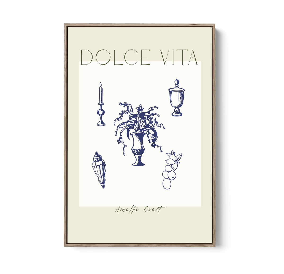 Dolce Vita Blue - Vintage Blue Coastal Quote, Stretched Canvas or Wall Art Print - I Heart Wall Art - Poster Print, Canvas Print or Framed Art Print