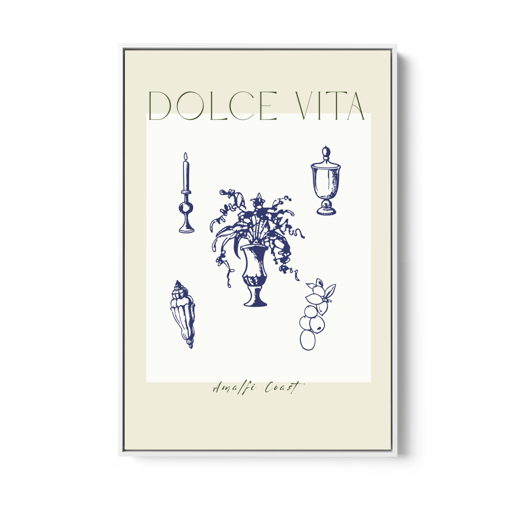 Dolce Vita Blue - Vintage Blue Coastal Quote, Stretched Canvas or Wall Art Print - I Heart Wall Art - Poster Print, Canvas Print or Framed Art Print